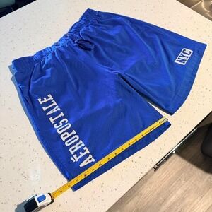 Baggy Blue Mesh Athletic Shorts NYC Graphic Streetwear Fit